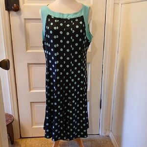 Polka Dot Sleeveless Dress - Black and Blue